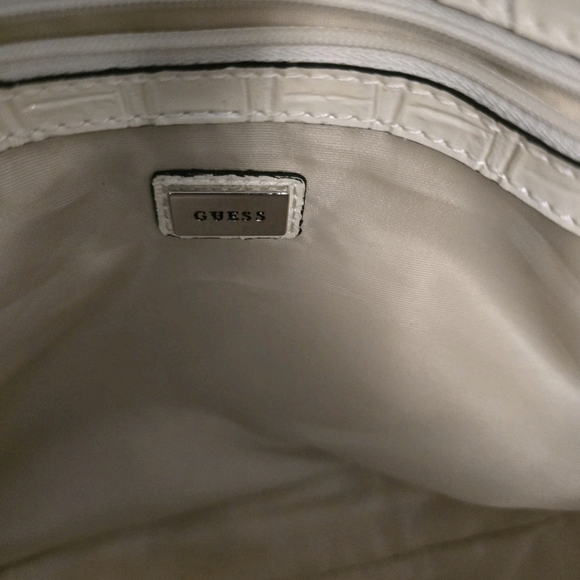 GUESS Y2K Cream Croc Embossed Buckle Satchel Shoulder Bag #9637 Studded Vintage - Picture 10 of 16